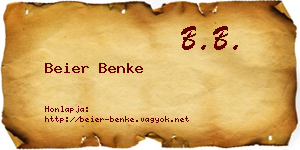 Beier Benke névjegykártya